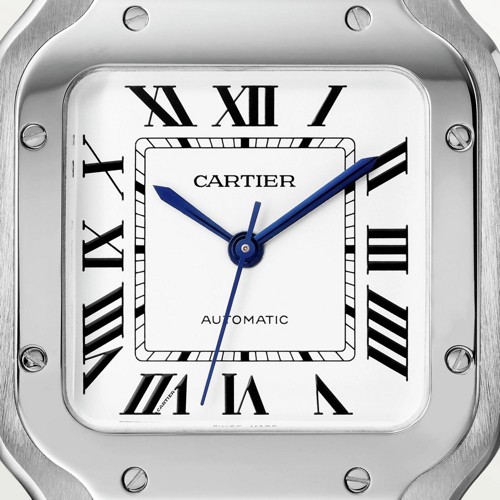 Đồng Hồ Cartier Santos De Cartier Medium Watch Nam Xám Trắng